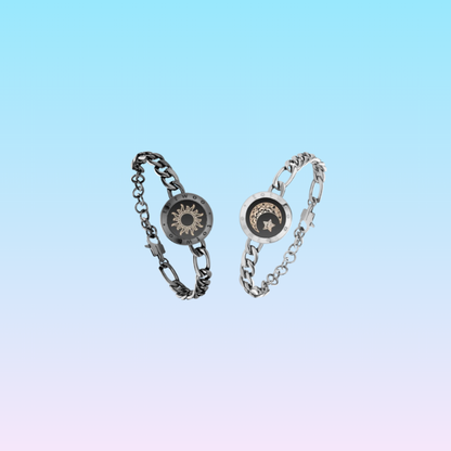 Bracelet longue distance Connectialove figaro noir argent