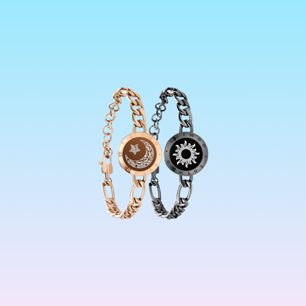 Bracelet longue distance Connectialove figaro noir doré