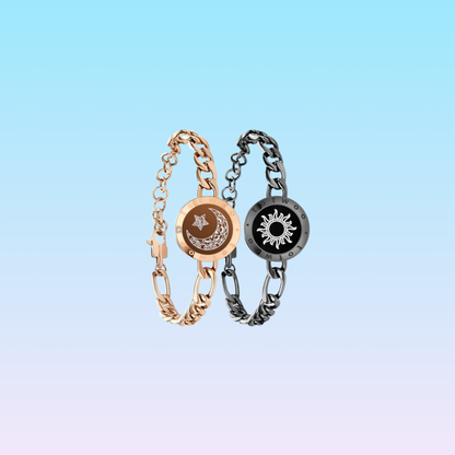Bracelet longue distance Connectialove figaro noir doré